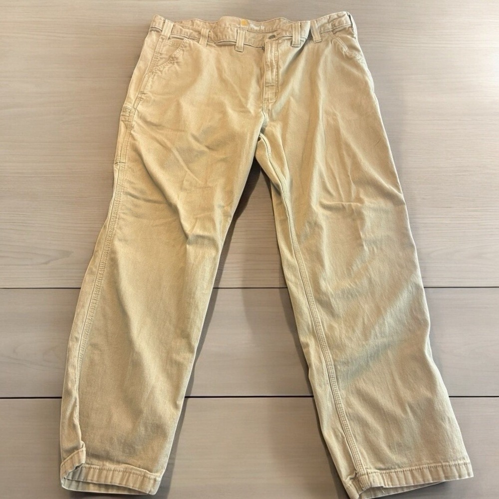 Carhartt Relaxed Fit Canvas Work Pants Men's 44x31 Tan Rugged Flex Style 102291